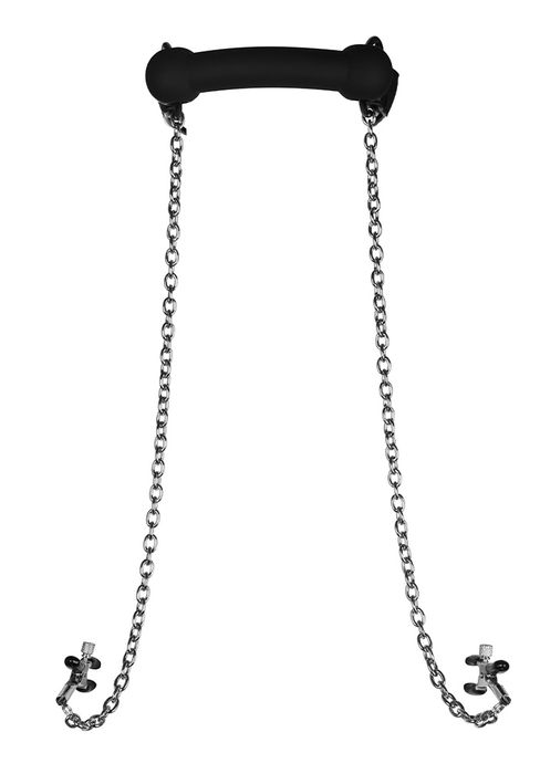 Silicone Big Gag with Nipple Clamps