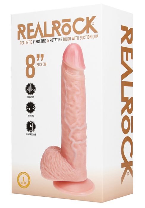Realrock Vibrating and Rotating Straight Cock with Balls 20,8 cm