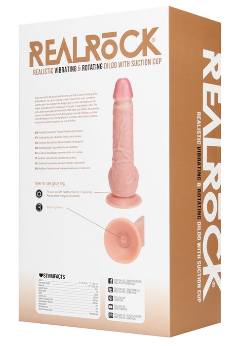 Realrock Vibrating and Rotating Straight Cock with Balls 20,8 cm
